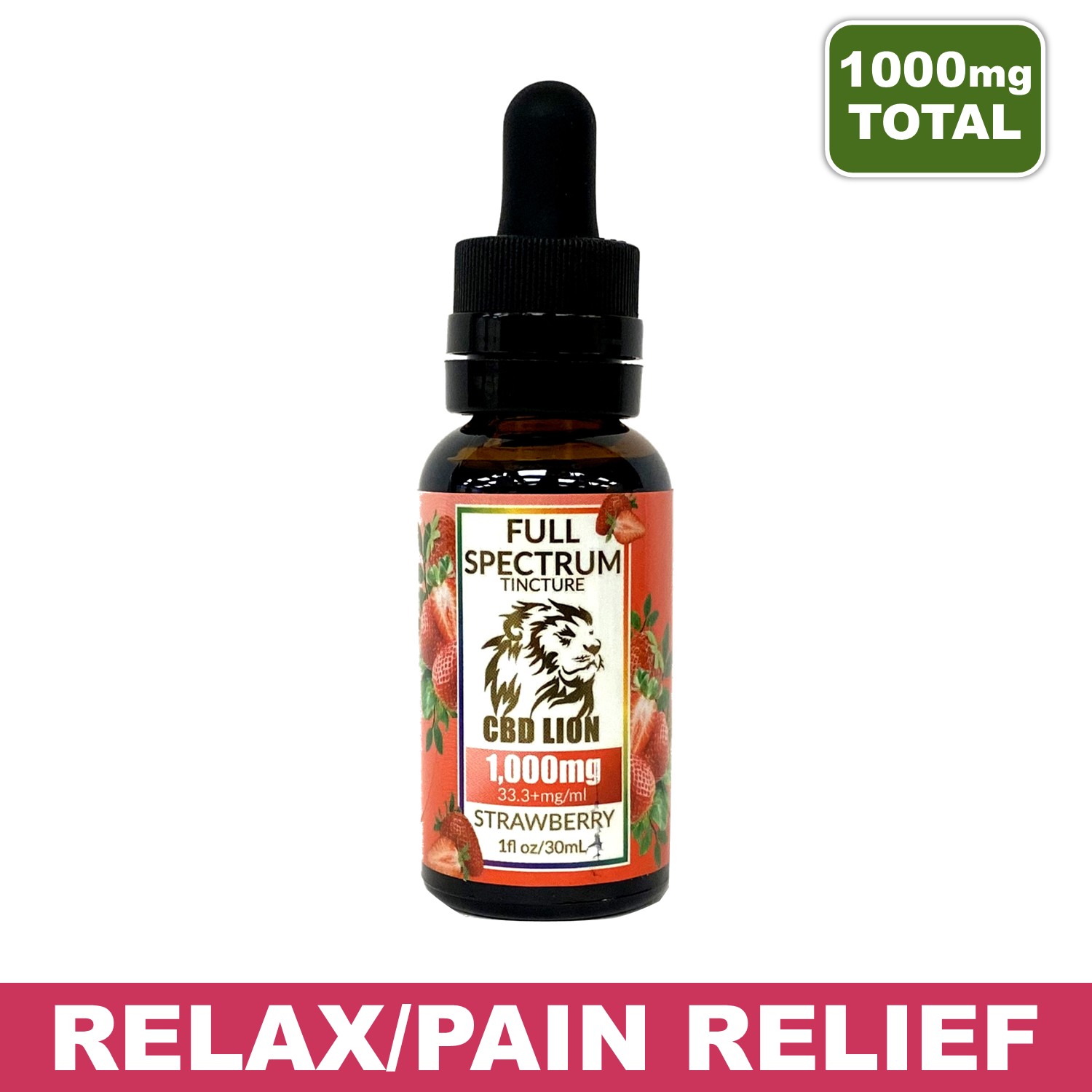 CBD Strawberry Tincture - 1000mg CBD + THC