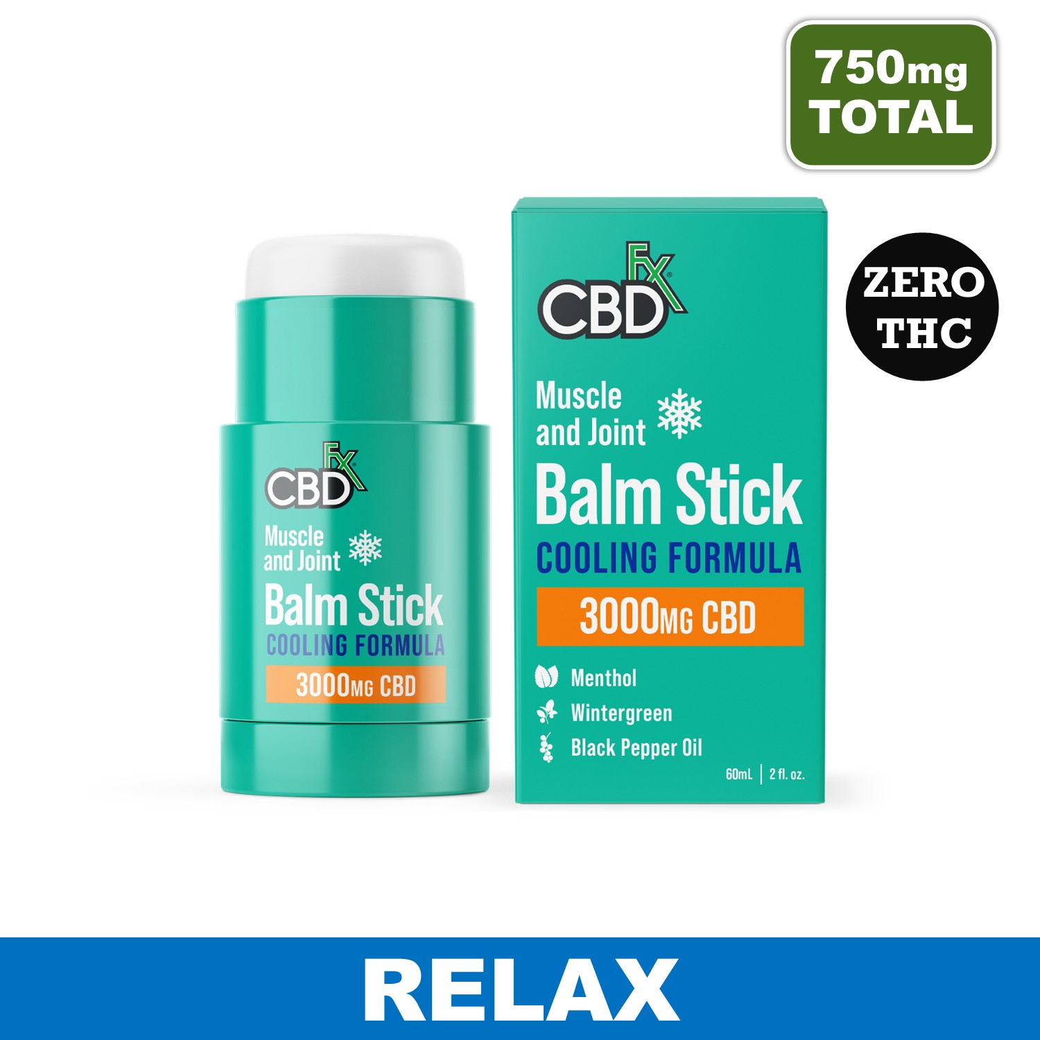 Menthol CBD Recovery Balm Stick - 750mg CBD - Cooling Formula