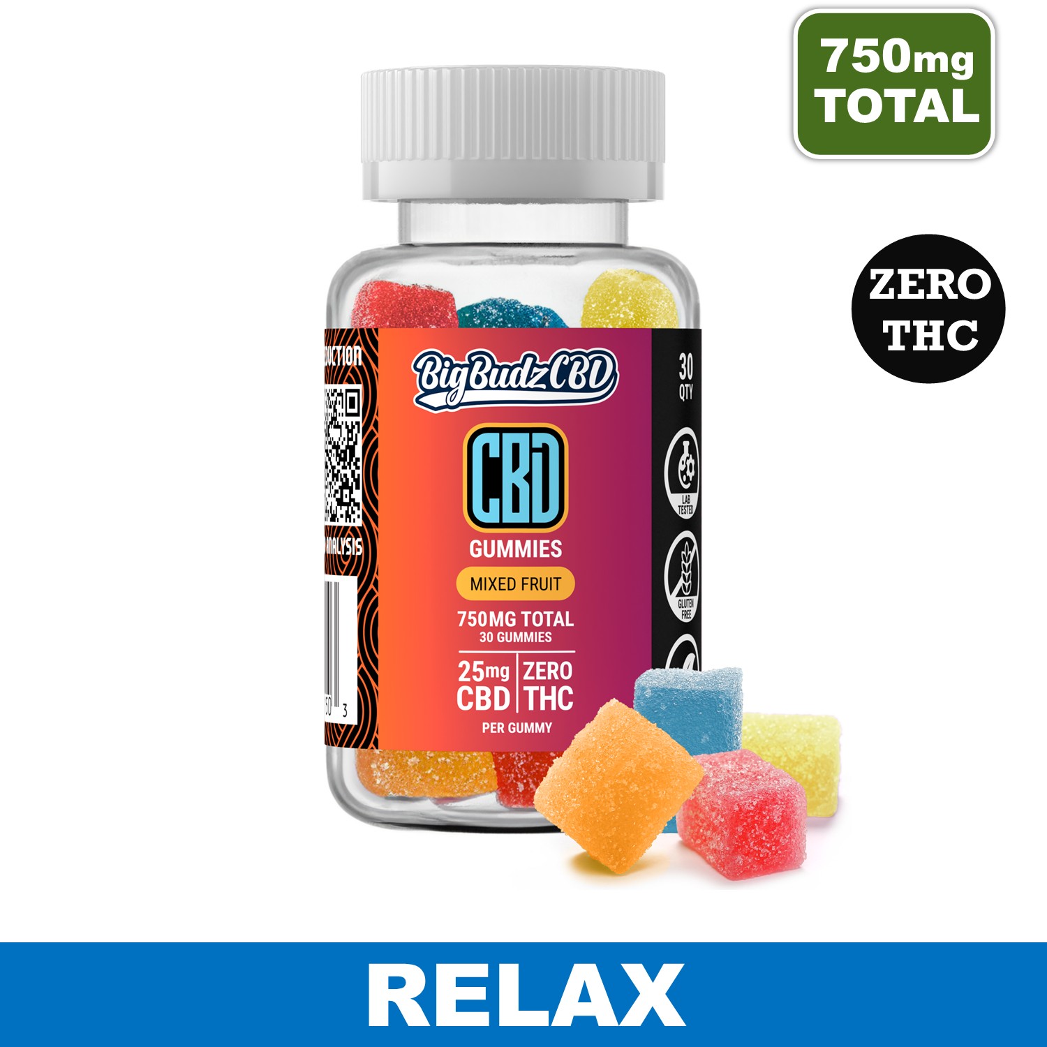 Broad Spectrum 25mg CBD Gummies – 30 Count