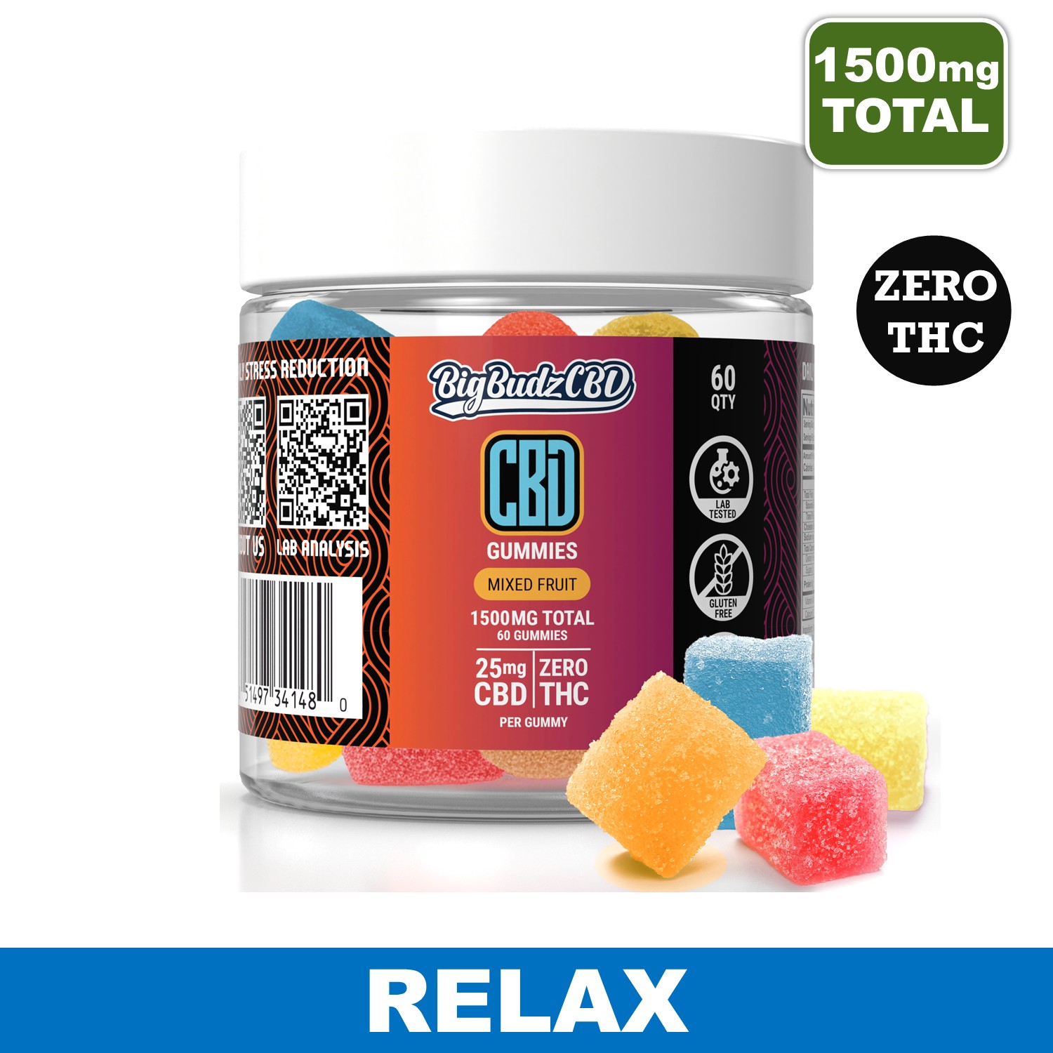 Broad-Spectrum CBD Gummies – 60 Count | 25mg for Daily Wellness