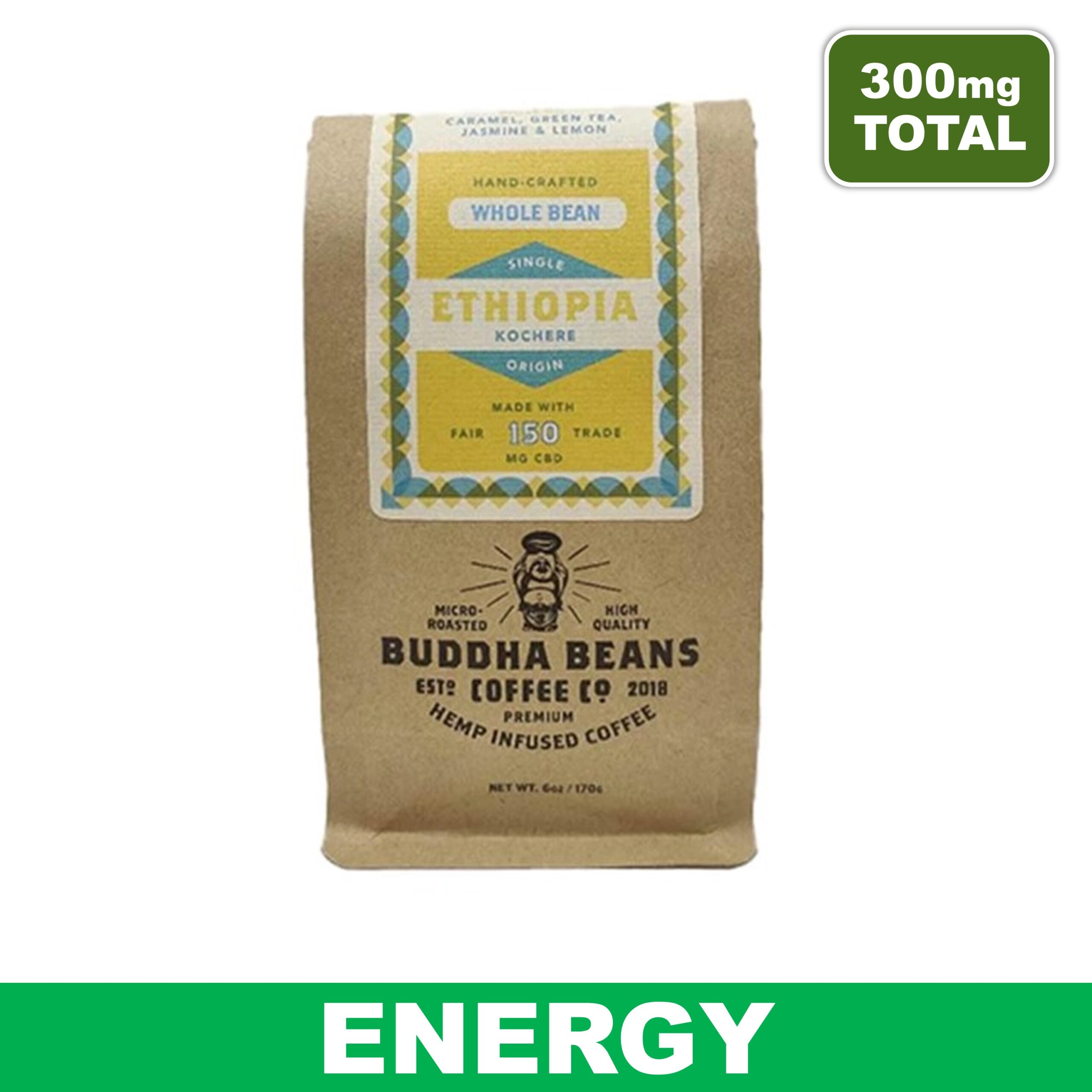 Buddha Beans - 12oz 300mg CBD Ethiopia Whole Bean Coffee