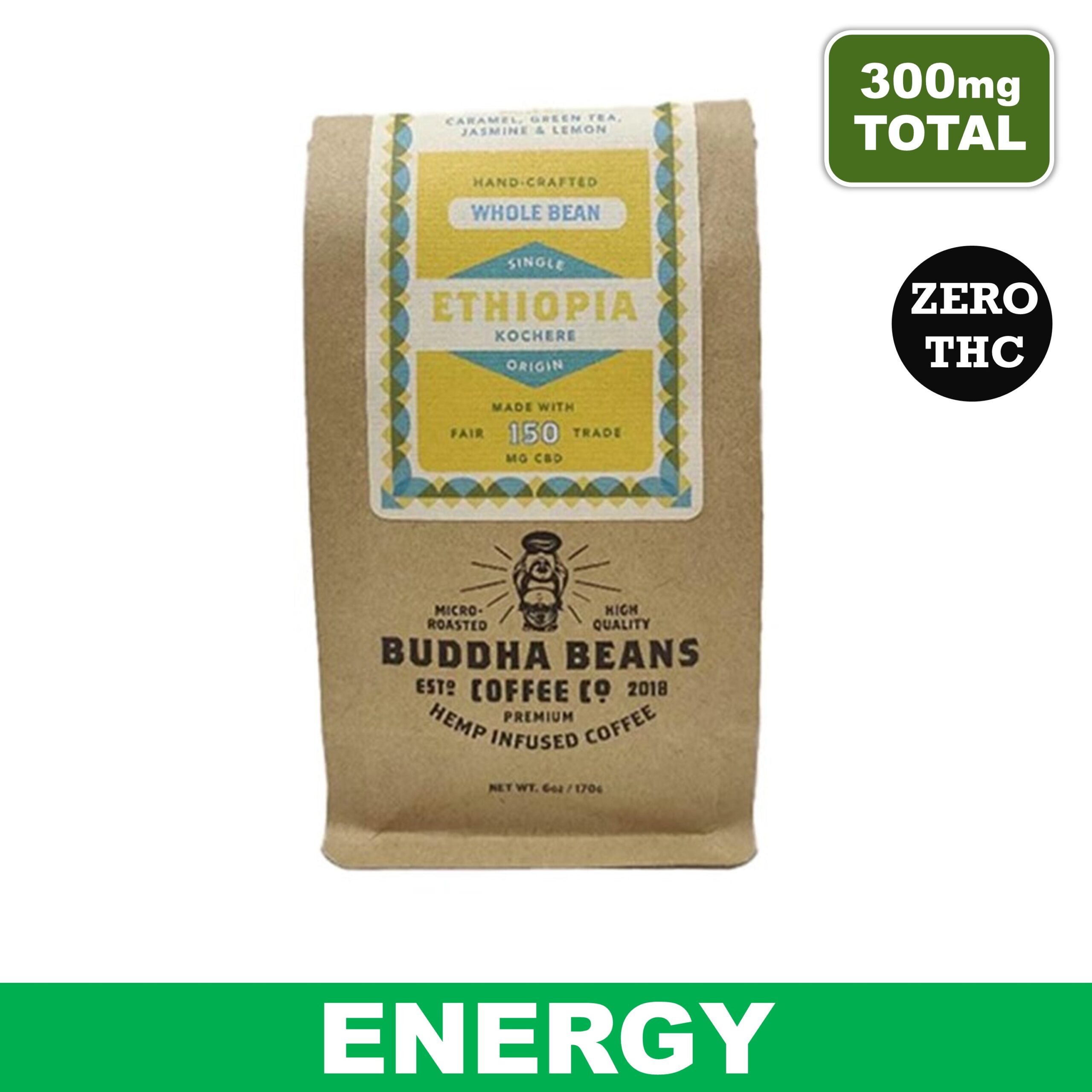 Buddha Beans - 12oz Ethiopia 300mg CBD Ground Coffee