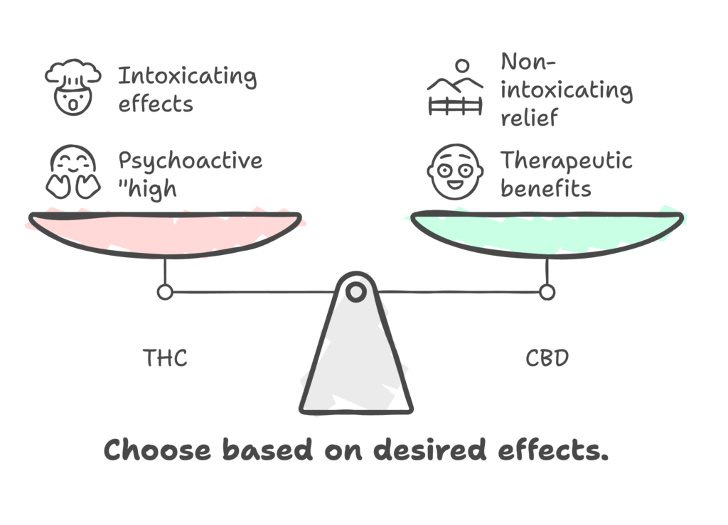 The difference between CBD and THC - visual selection